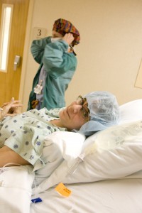 Seconds before mommy is taken into the OR.